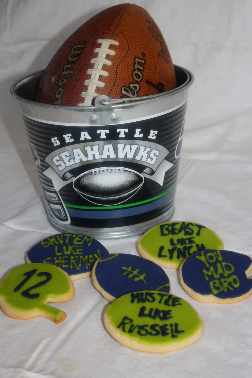 Seahawk Sugar Cookies with Caramel Royal Icing 