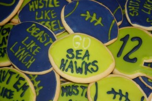 Seahawk Sugar Cookies with Caramel Royal Icing