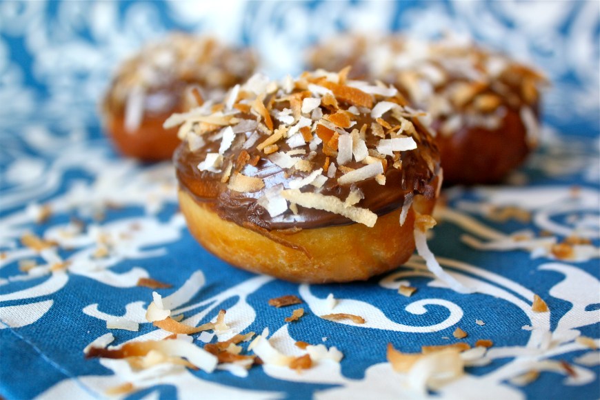 Toasted Coconut Donut Holes with Coconut Cream Filling
