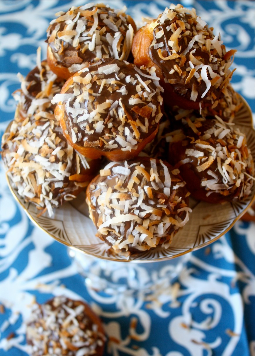 Toasted Coconut Donut Holes with Coconut Cream Filling