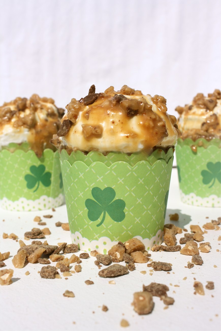 Caramel Toffee Pot of Gold Cupcakes