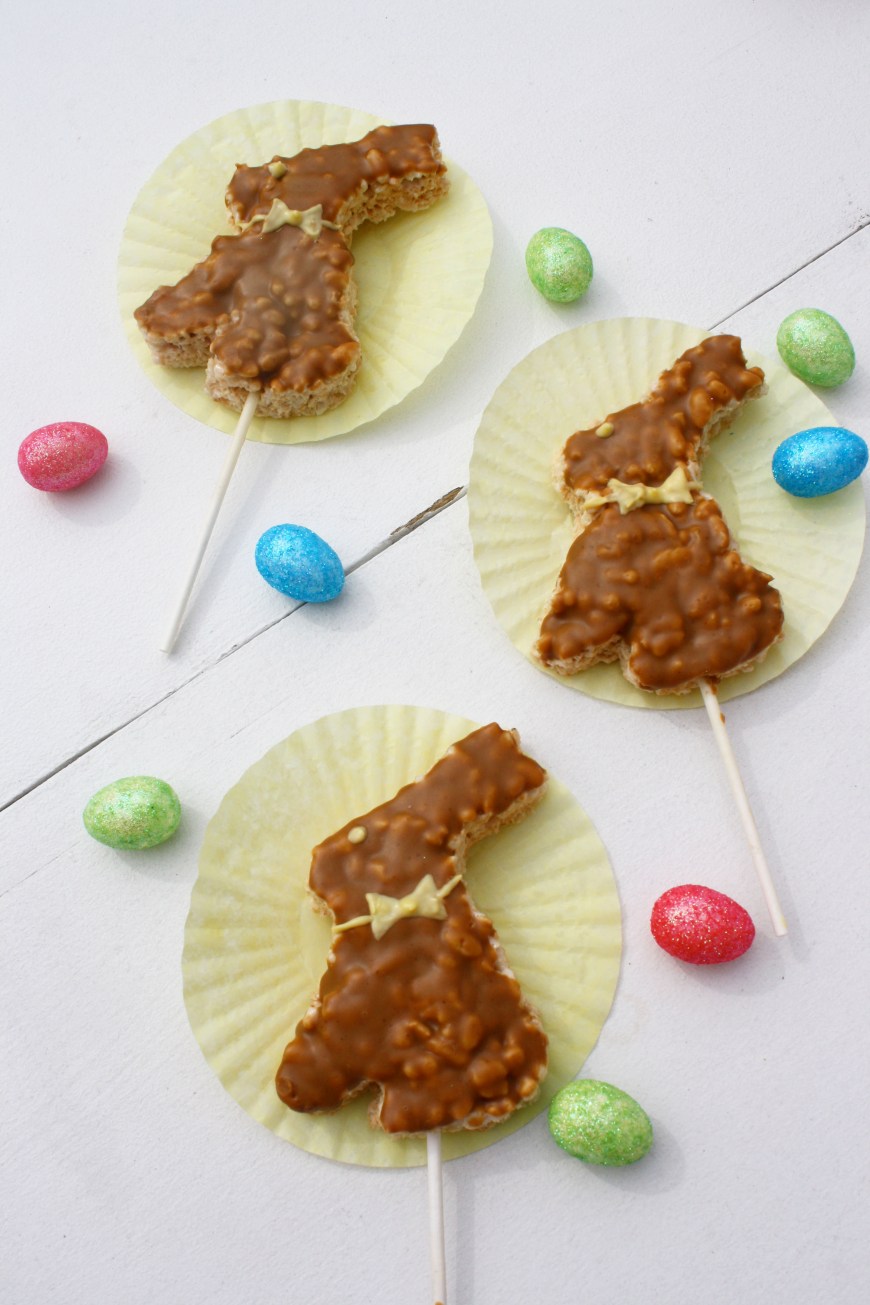 Bunny Rice Krispie Pops Dipped In Cookie Butter